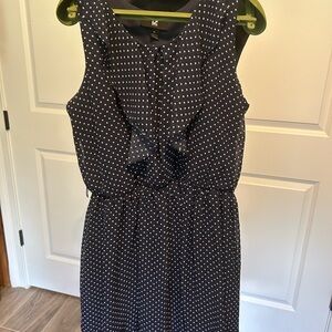 Dark Blue Polka Dot Midi Dress